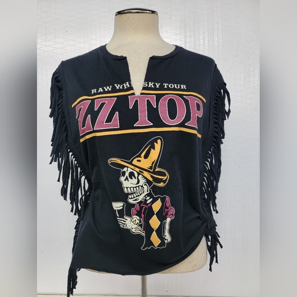Glidan / Vamp Designs Tops - **SOLD*******ZZ Top Raw Whiskey Tour Fringe Concert Tee - Upcycled